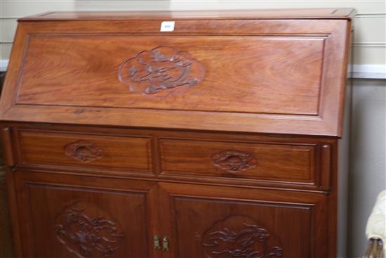 A Chinese hardwood bureau, W.117cm